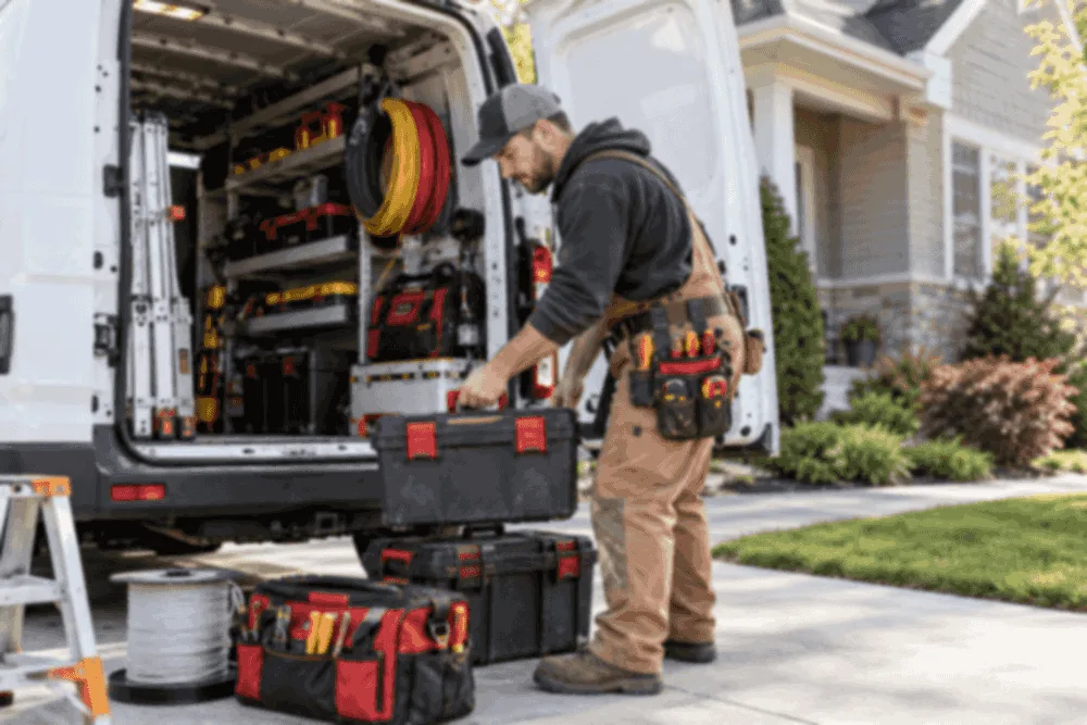 Mobile service business crossing county lines with different licensing rules.