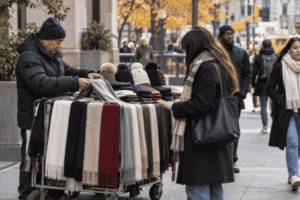 Street vendor in New York City, where general-vendor license waitlists open in November.